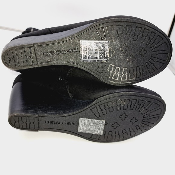 Chelsee Girl Black Knee High Wedge Heel 9 - Picture 9 of 15